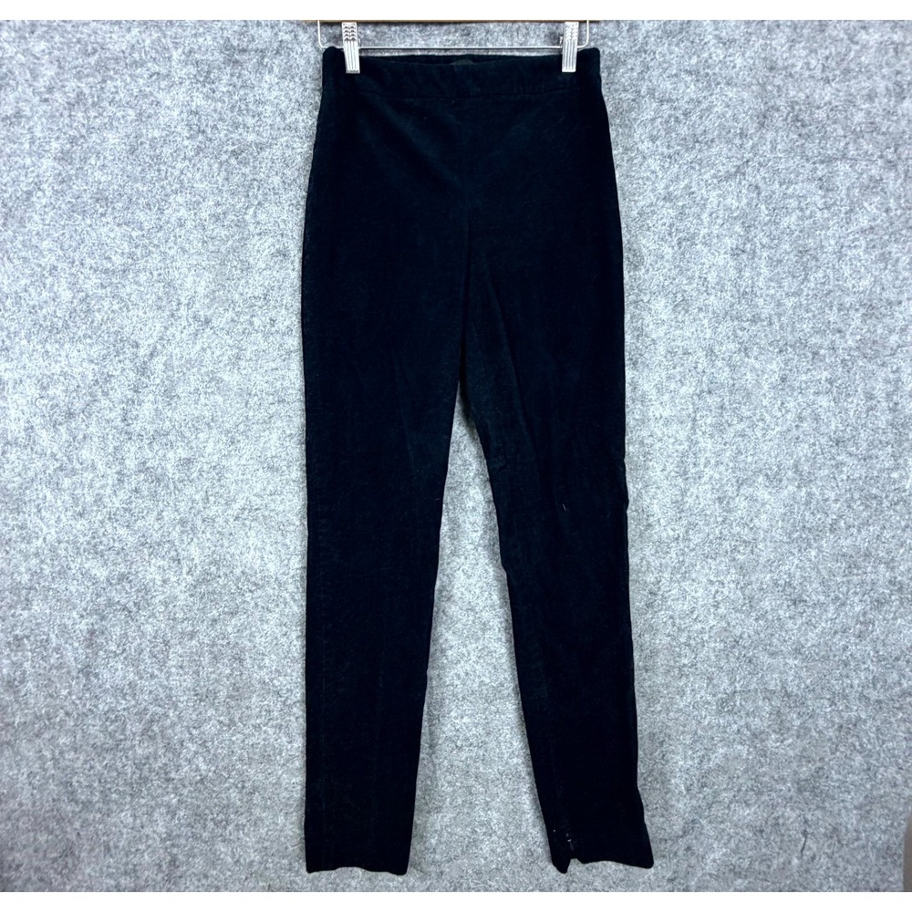 Theroy Legging Womens 0 Black Corduroy Flat Front Pull On Stretch Ankle Zipper
